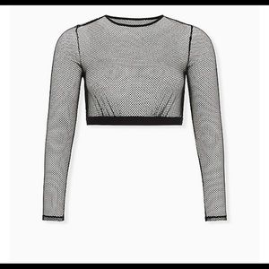 Betsey Johnson fishnet long sleeve under it all crop top nwt 2